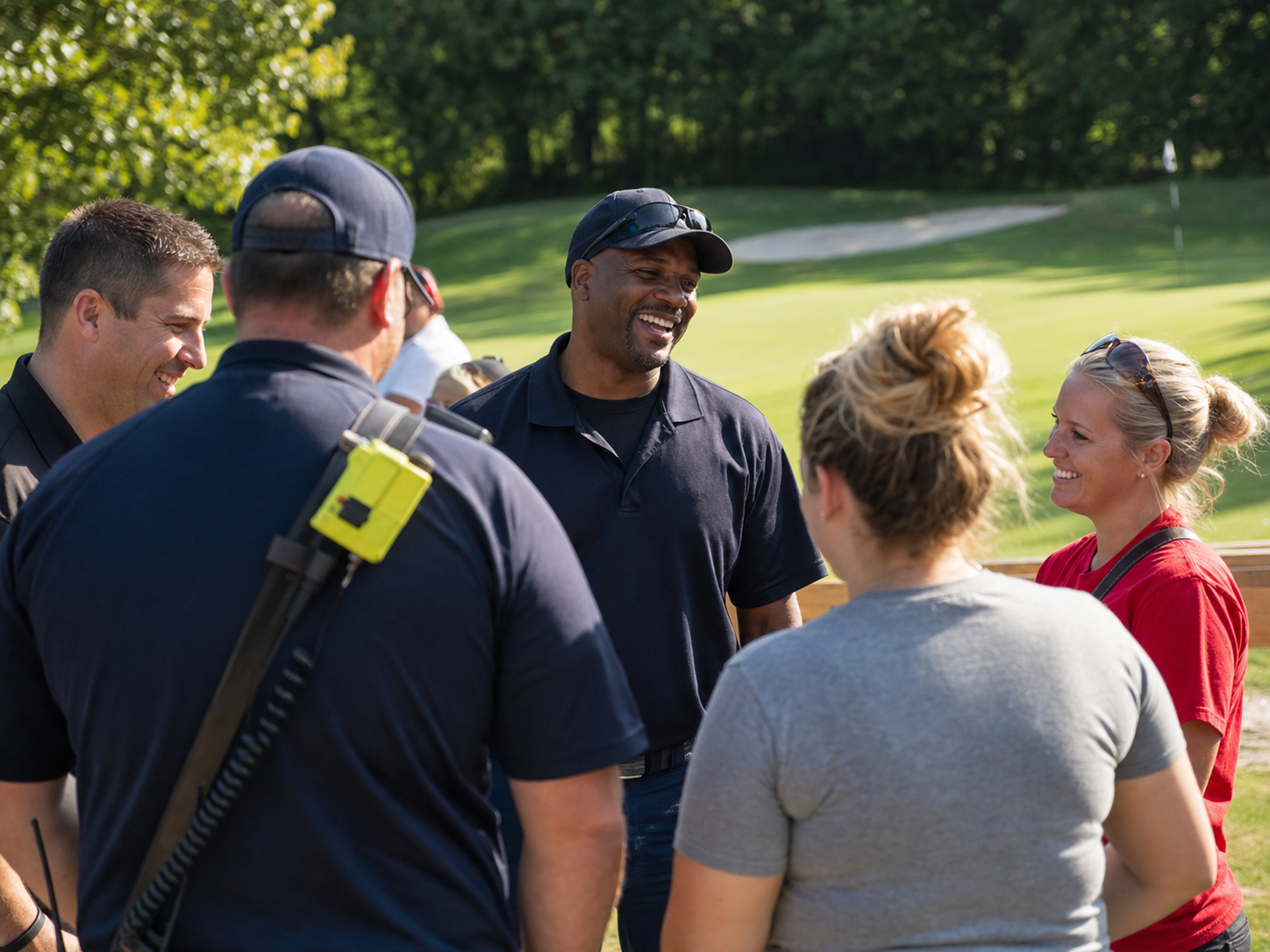 First responders and community supporters gathering at a charity golf event