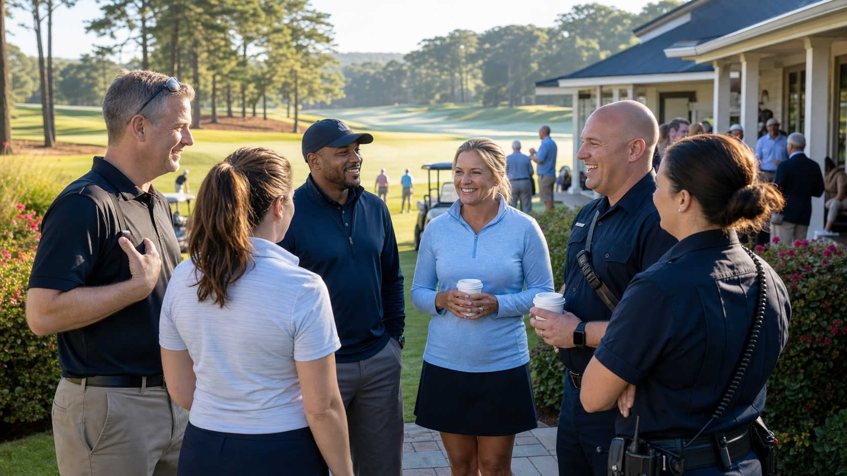 First responders and community partners together at a charity golf event